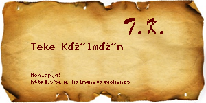 Teke Kálmán névjegykártya